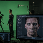AI deepfake technology being used during a movie production scene